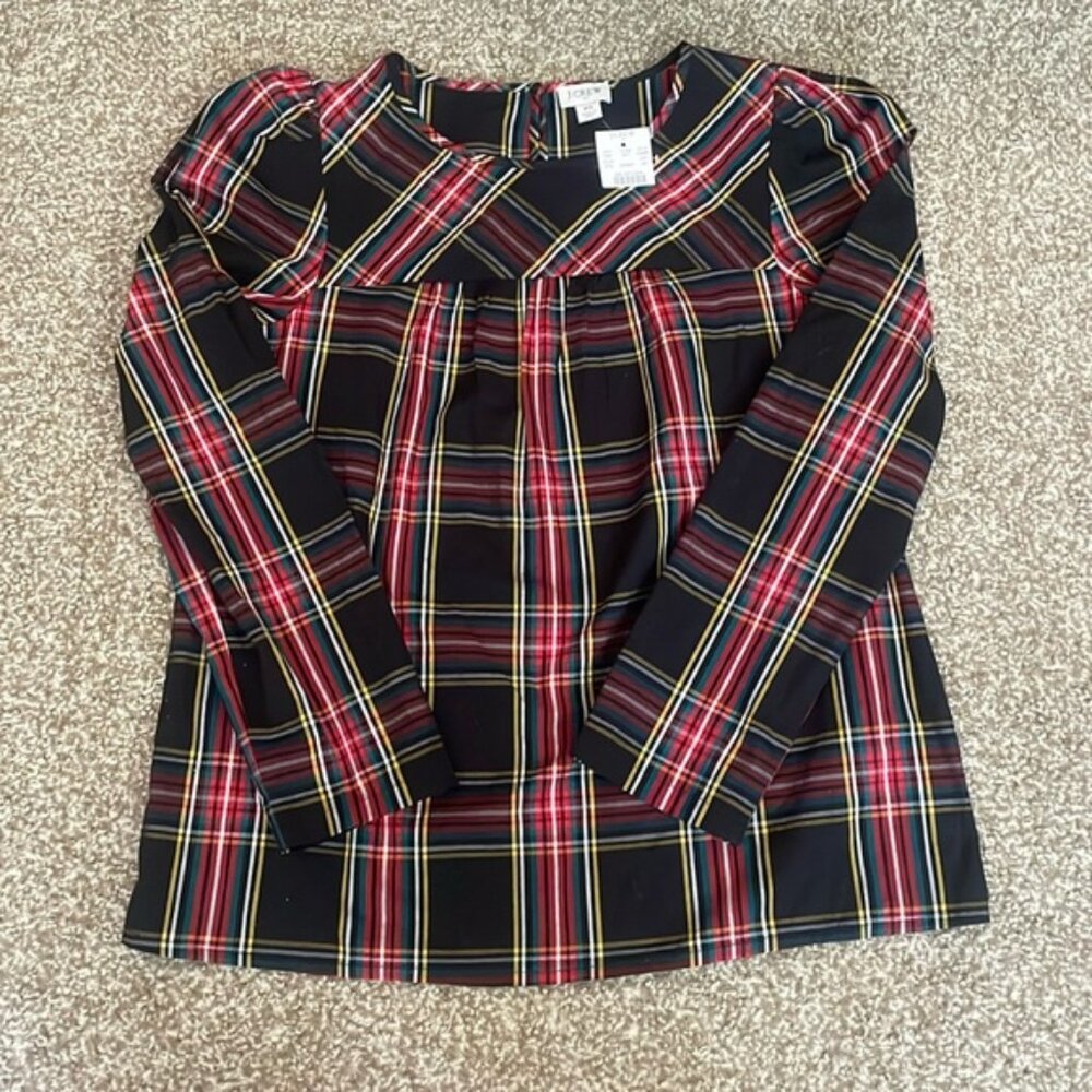 NWT J. Crew Tartan Plaid Long Sleeve Blouse